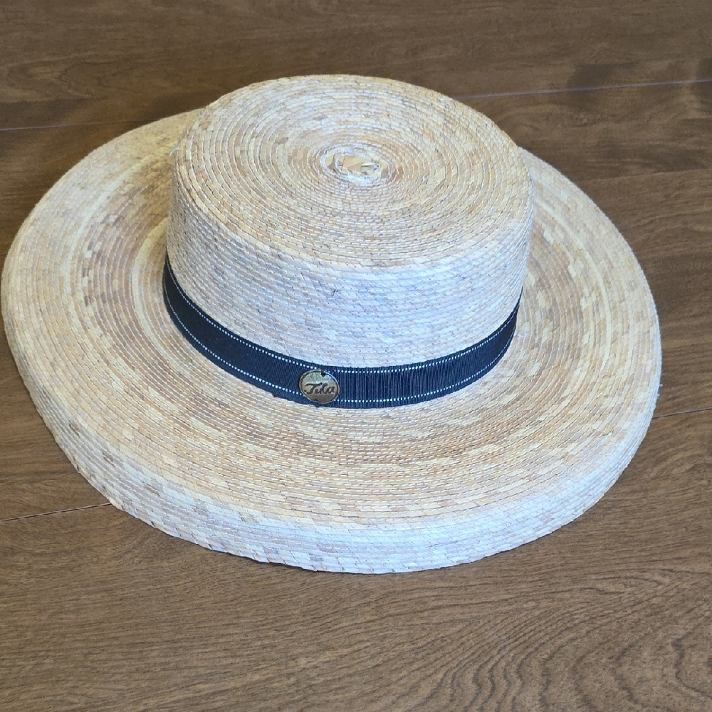 Tula Women's Brook Straw Hat Natural Straw Hat‎ with Black Band Handwoven Palm